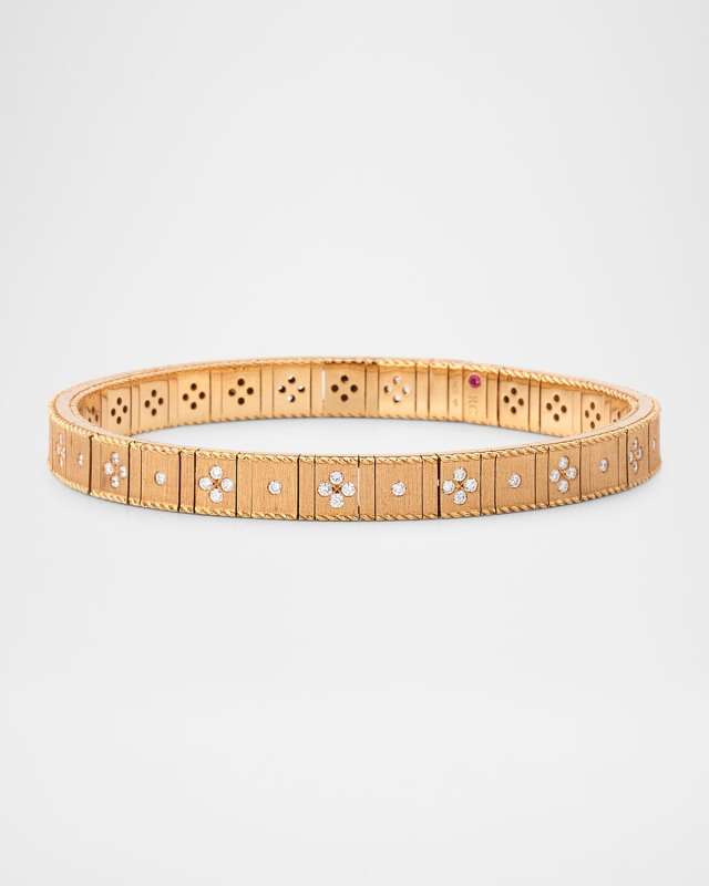 18K Rose Gold Princess Diamond Bangle Bracelet